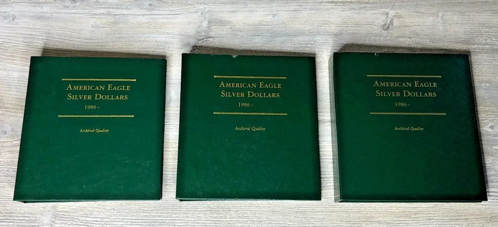 Littleton Custom American Eagle Silver Dollars 1986- 3 Coin Albums (No Coins)